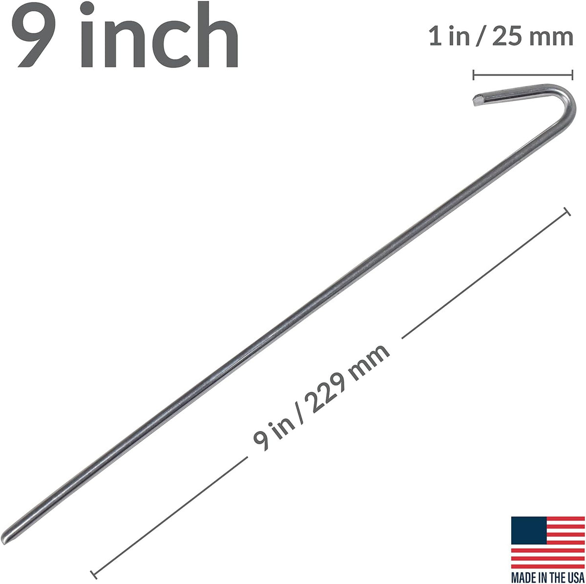 30 Pack Metal Tent Stakes 9 Inches Long for Camping & Gardening