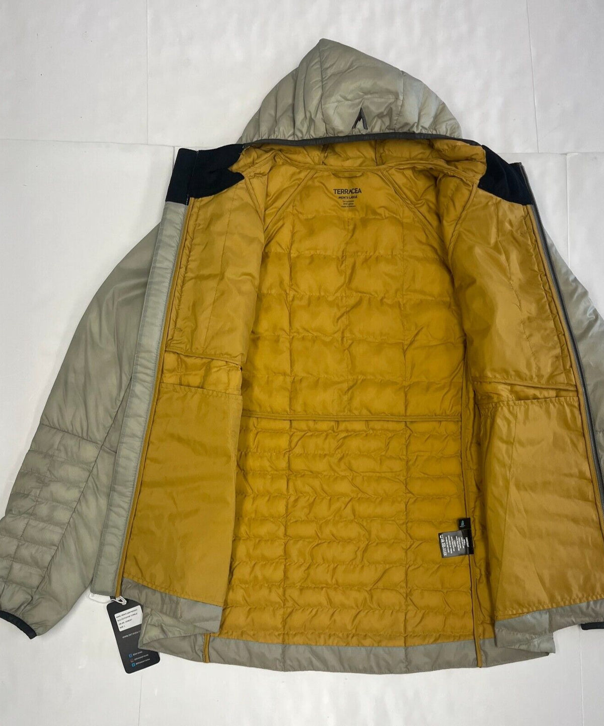 Men's Puffer Winter Ski Jacket - Gray Quilted Insulated Coat with DWR