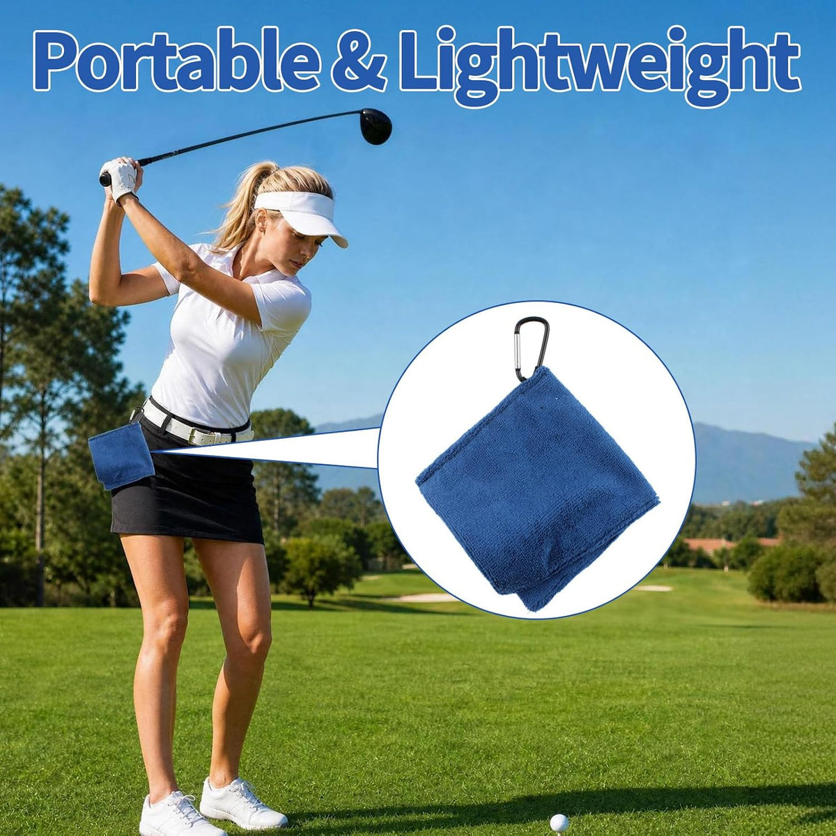 Golf Ball Towels 3-Pack Portable Microfiber Mini Towels with D-Ring Clips