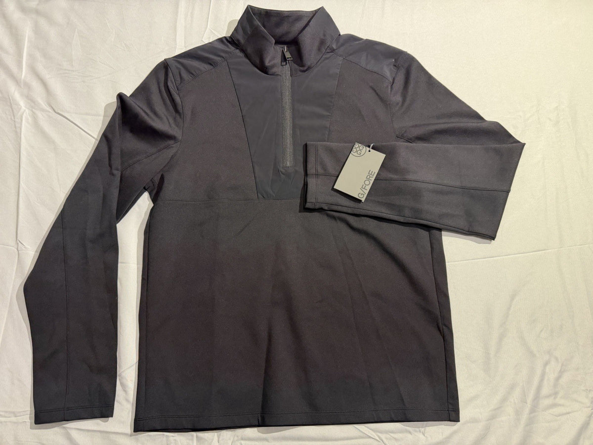 Men's Brushed Quarter Zip Golf Jacket - Onyx Black, Size Small