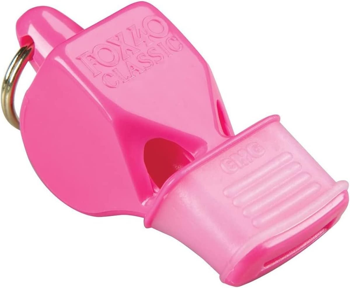 Pink Sport & Safety Whistle with Lanyard - 115dB, 3-Chamber, Pealess