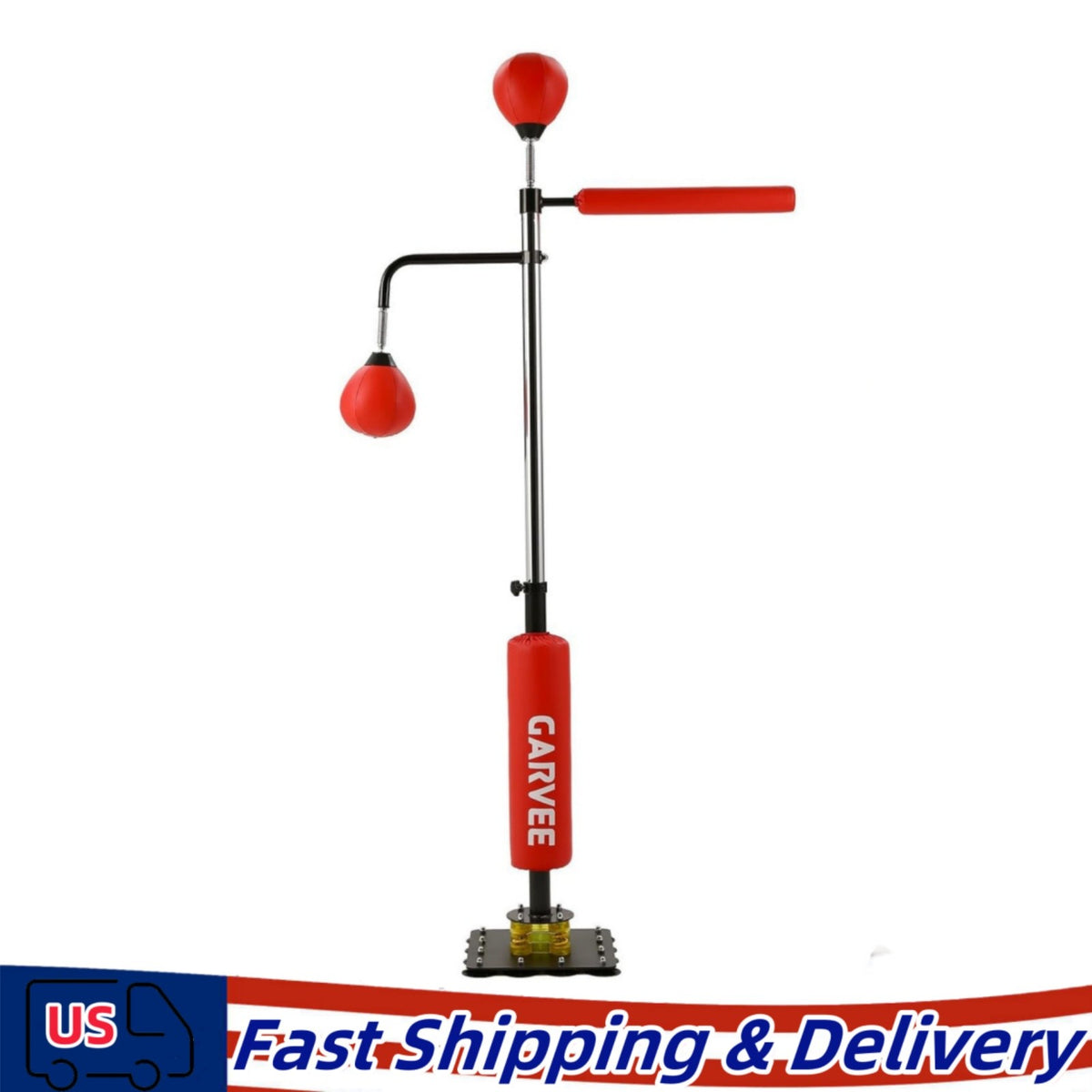 Adjustable Freestanding Punching Bag with Speed Ball & Reflex Bar - Red