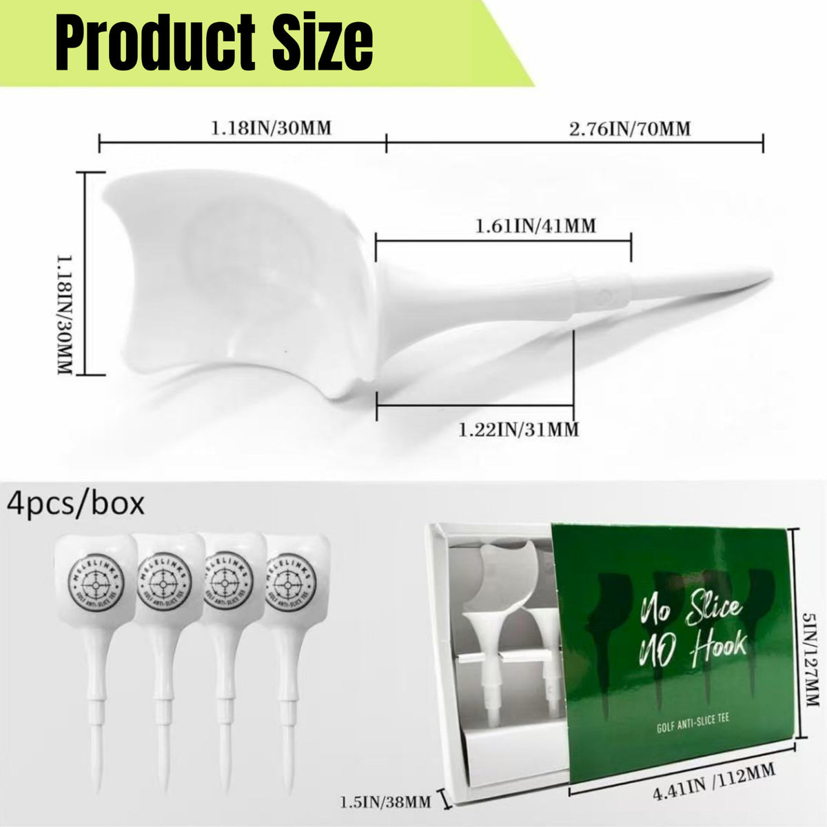 Petal-Design Anti-Slice Plastic Golf Tees - 4 Pack, Stable & Durable