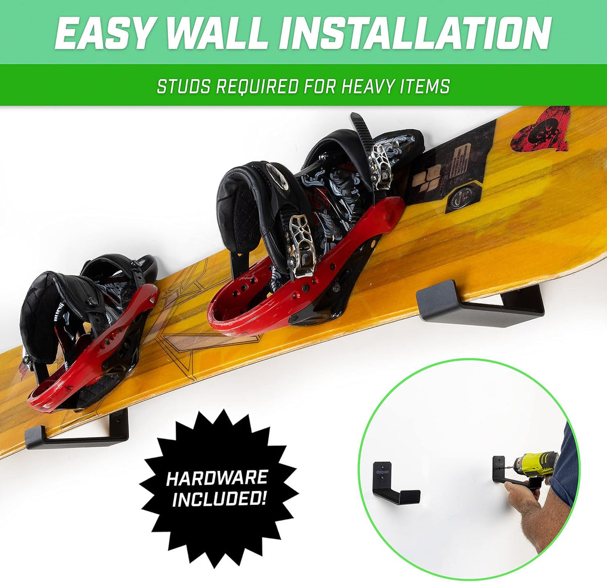 Universal Wall Mount Snowboard & Skateboard Display Racks 2 Pack