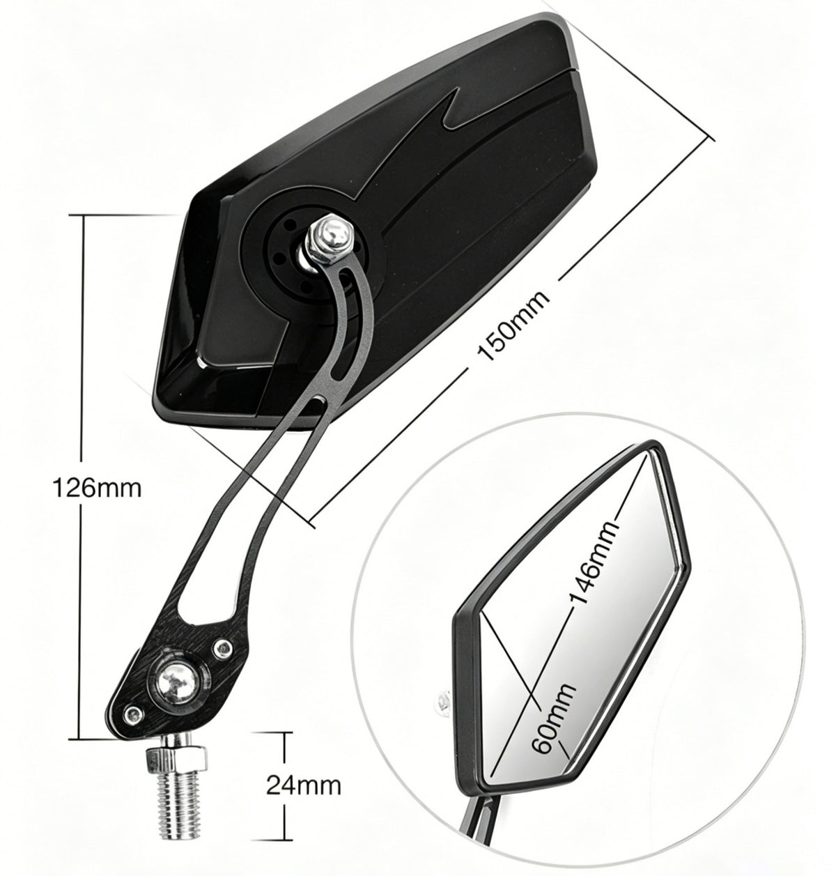 Bike Handlebar Mirror 2 Pack - Rotatable Adjustable Wide Angle Rear View