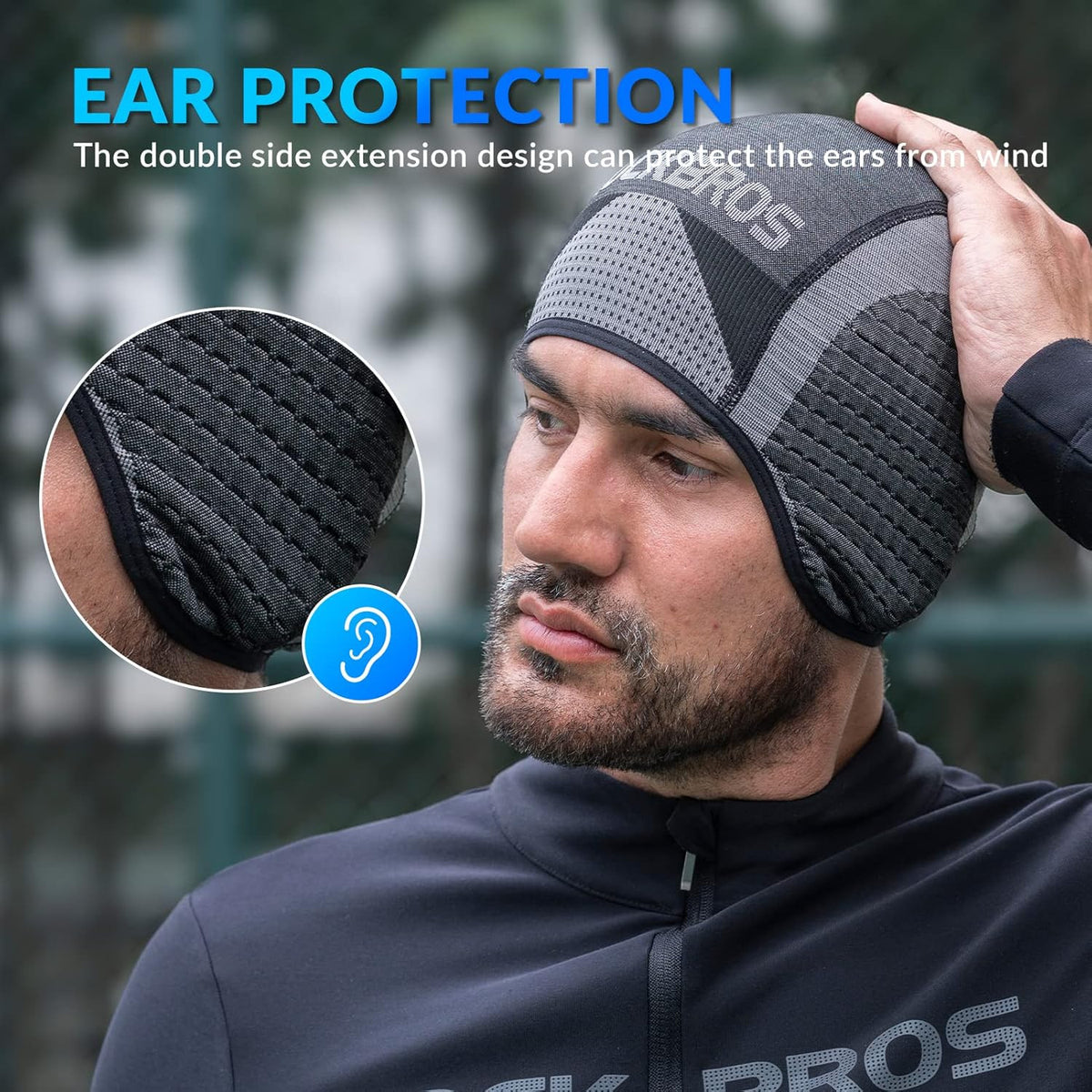 Winter Cycling Skull Cap with Earflaps - Thermal Helmet Liner for Men and Women