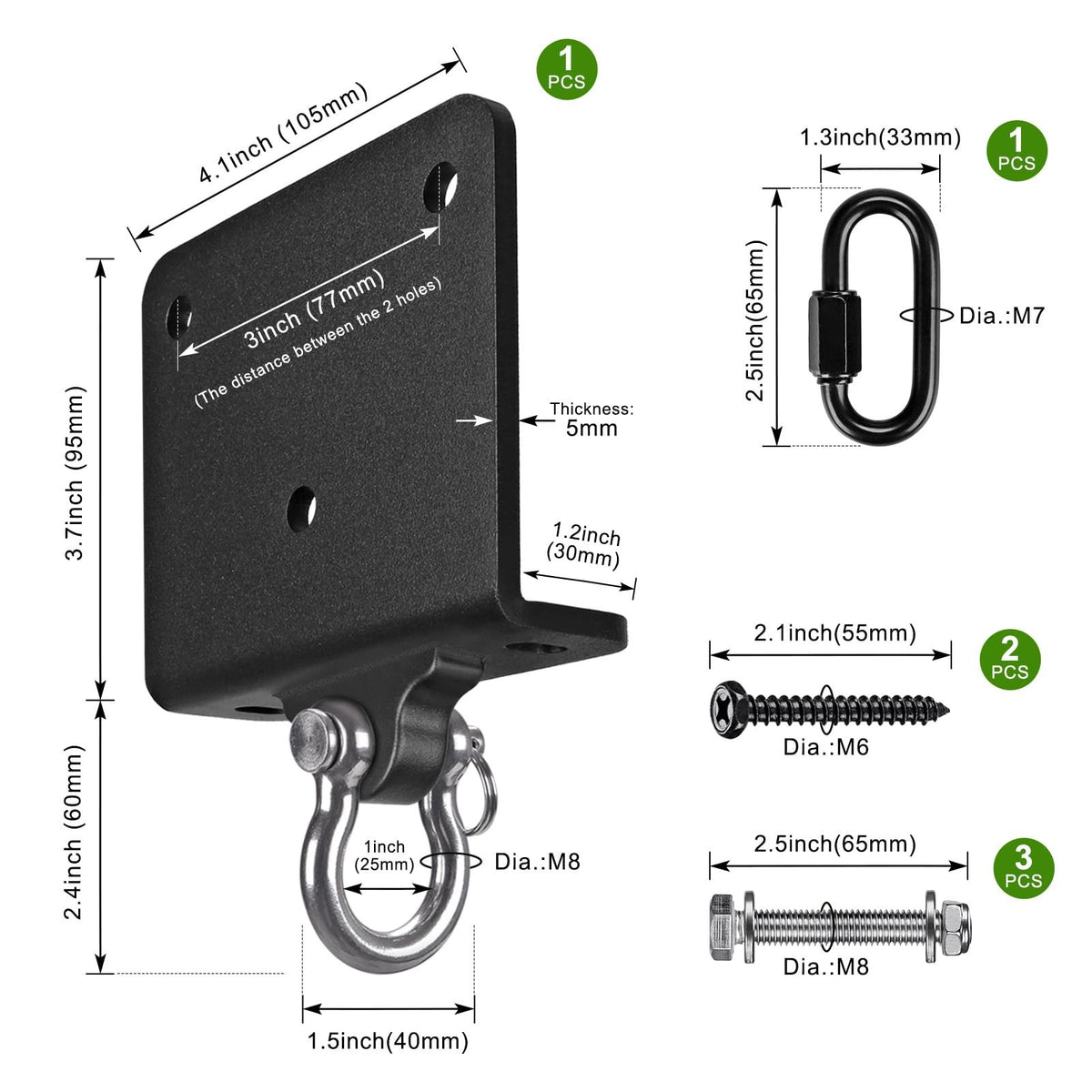 Heavy Bag Hanger Ceiling Mount with 180° Swing Bracket - 1000LB Capacity