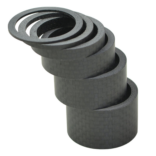 Lightweight Carbon Fiber Headset Spacers Set - 1 Inch, Matte Finish, Multiple Sizes