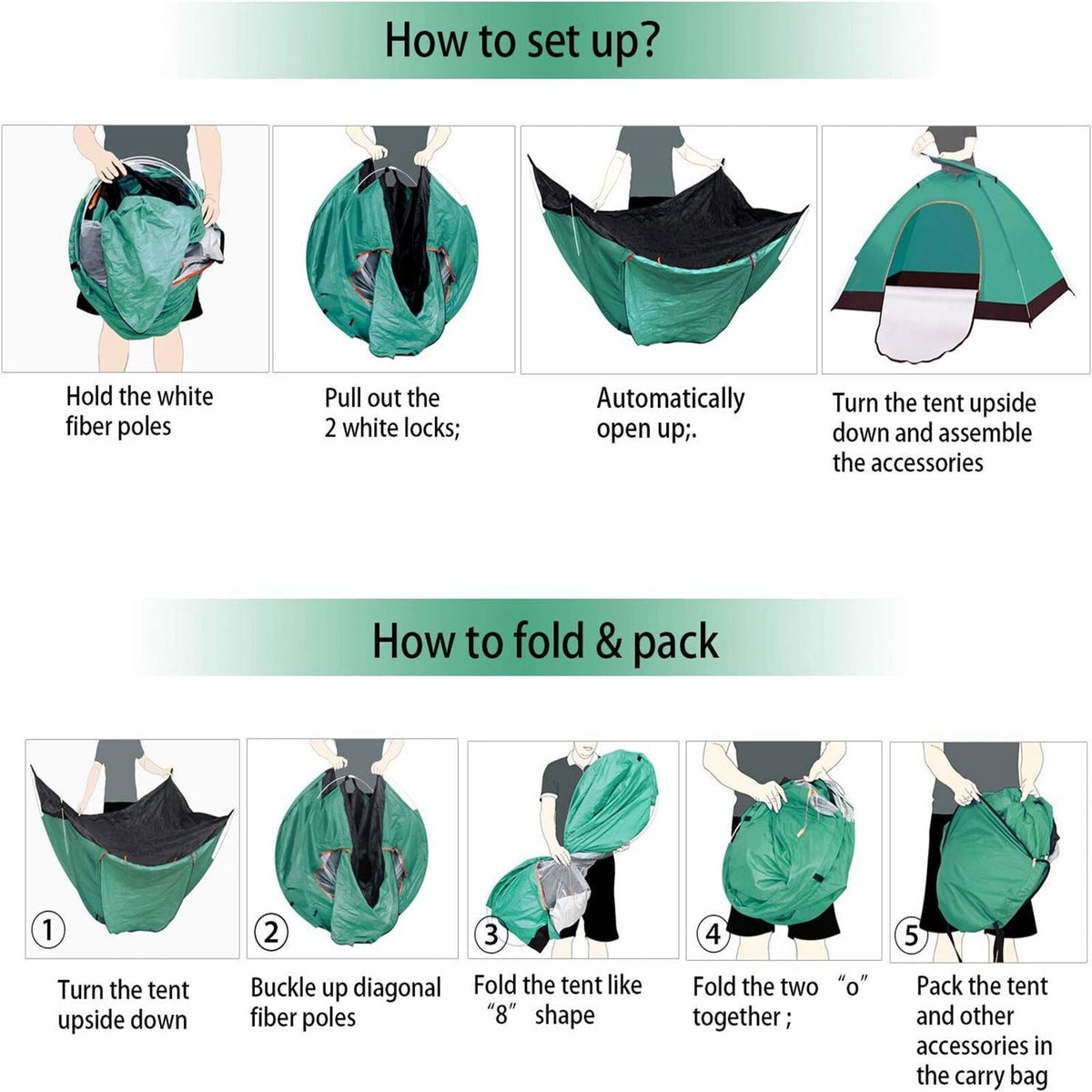 2-3 Person Waterproof Pop Up Tent for Camping Hiking - Instant & Windproof
