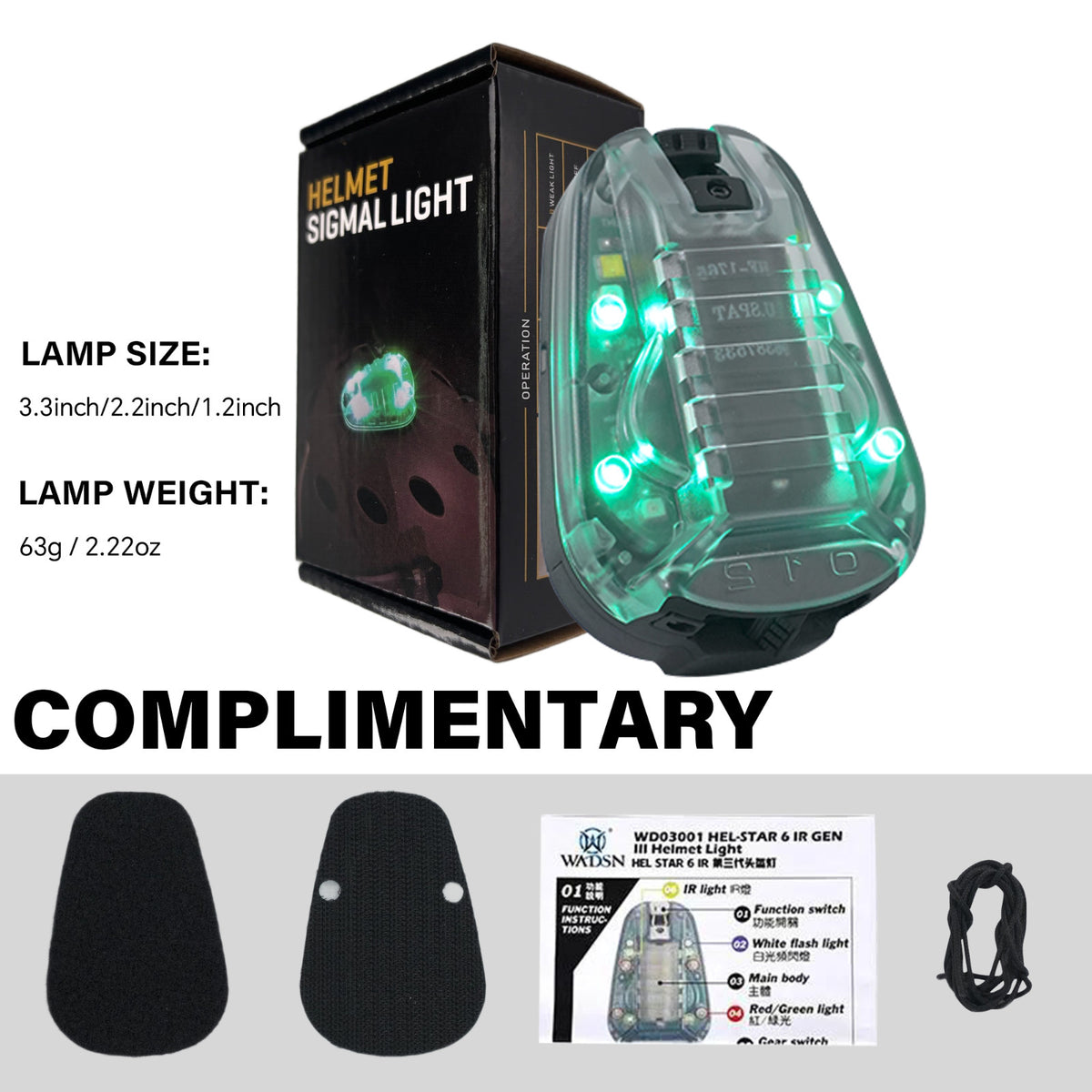 Tactical Helmet Signal Light with IR and Flashing Modes for Military Outdoor Use