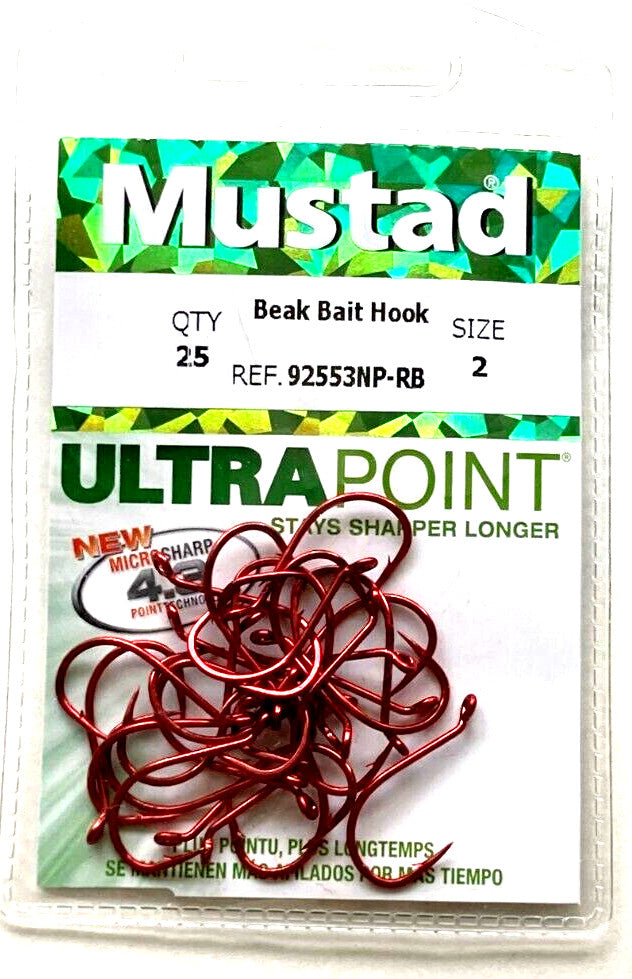 Size 2 Red Octopus Bait Hooks - Ultra Point, 25 Count Fishing Hooks