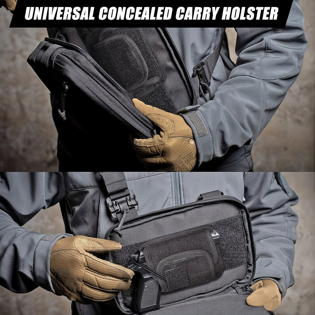 Universal Pistol Holster Handgun Panel Holder with Hook and Loop Fastener