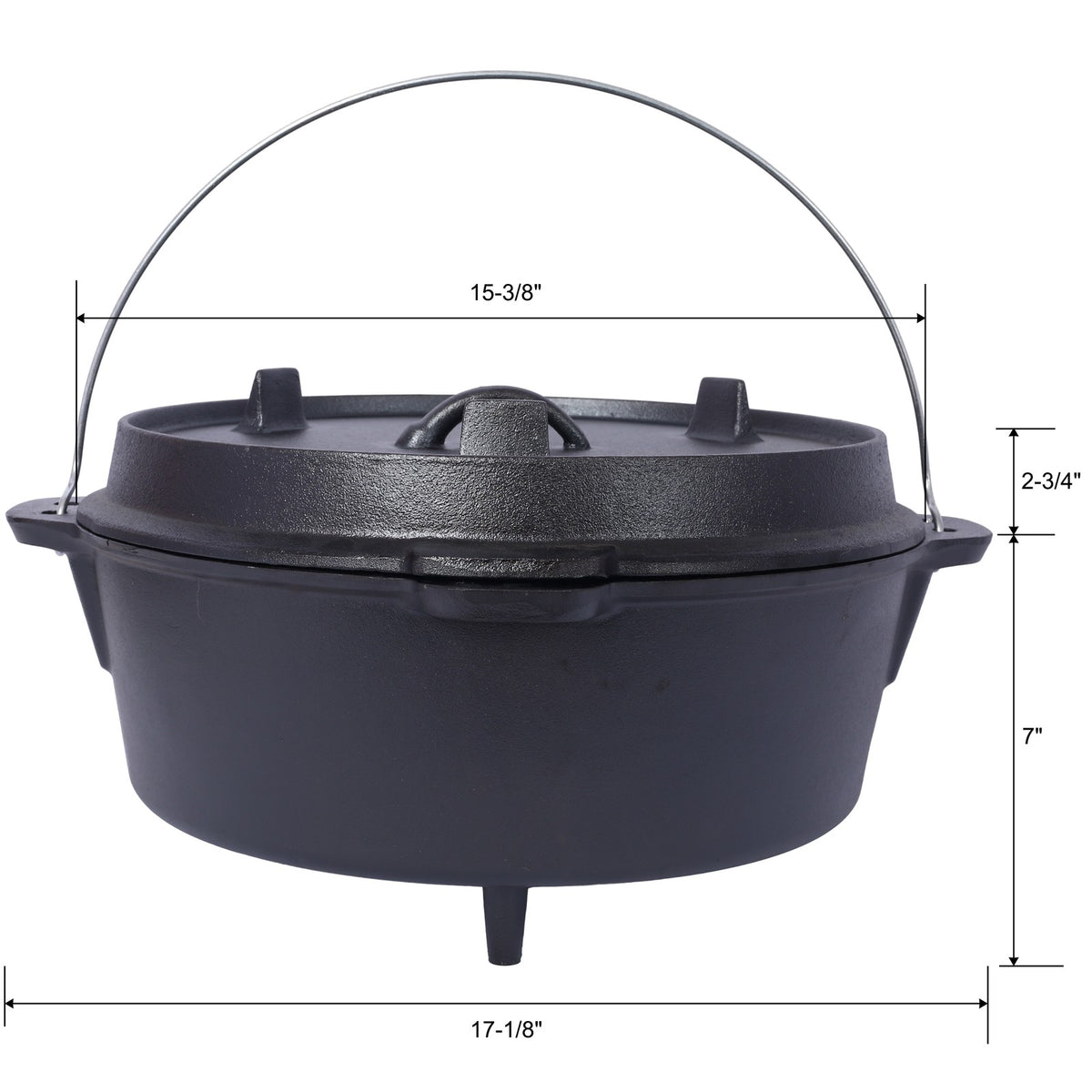 12Qt Cast Iron Dutch Oven with Skillet Lid & Legs for Camping BBQ
