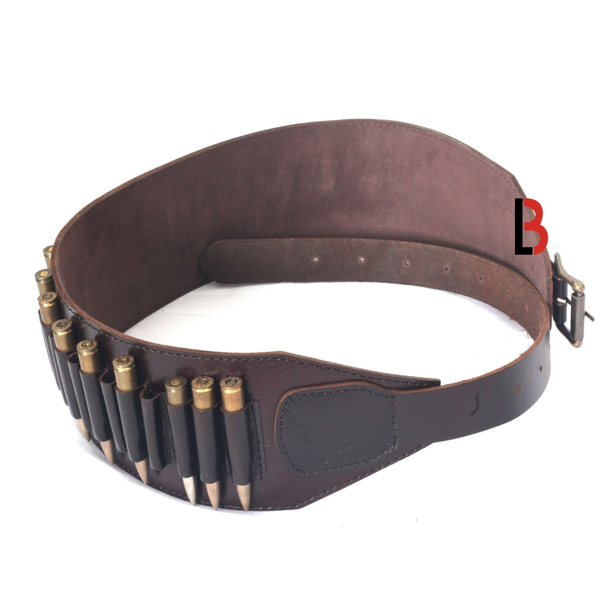 Cowhide Leather Rifle Cartridge Belt for Hunting & Shooting - Adjustable Bandolier, Up to 44 Shells