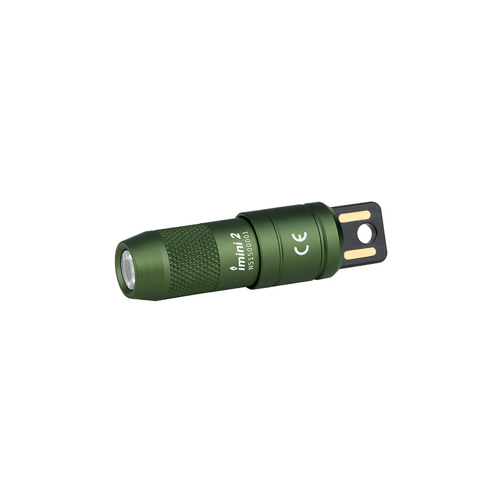 Rechargeable Mini Keychain Flashlight 50 Lumens - OD Green, Compact