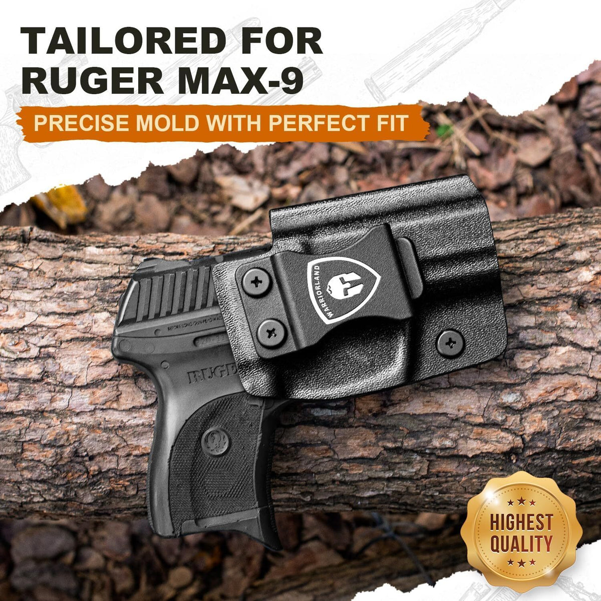 Kydex Holster for Ruger Max 9 with Optics Cut, Adjustable Retention & Cant