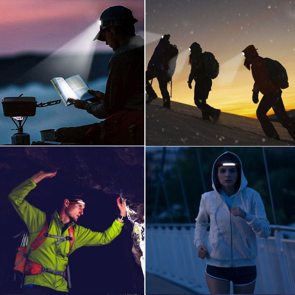 Rechargeable Headlamp with 220° Wide Beam for Running Camping and Outdoor Activities