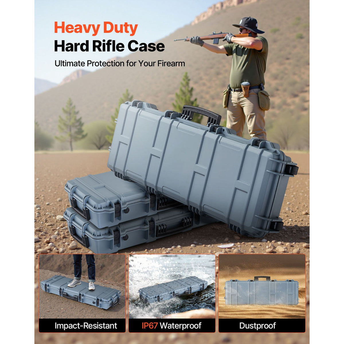 Waterproof Rifle Case with Custom Foam Inserts and Secure Locking