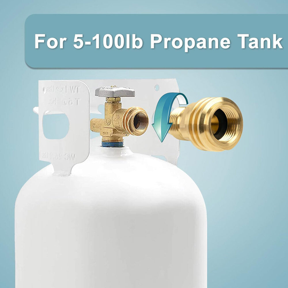 2PCS Propane Tank Adapter 100LB LP to Type-1 Fitting Brass Conversion