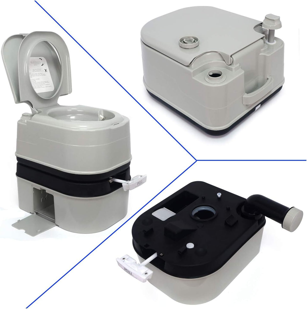 Portable Camping Toilet with 6.3 Gallon Flush Tank - Travel Commode