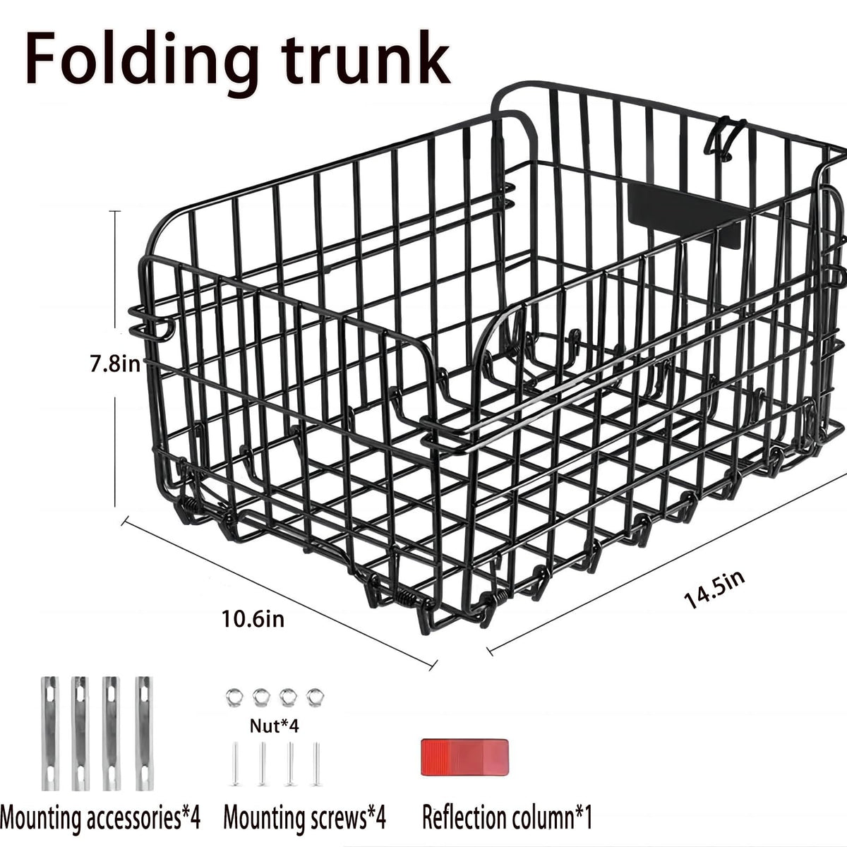 Foldable Bicycle Front and Rear Basket - Large Capacity, Rust-Resistant