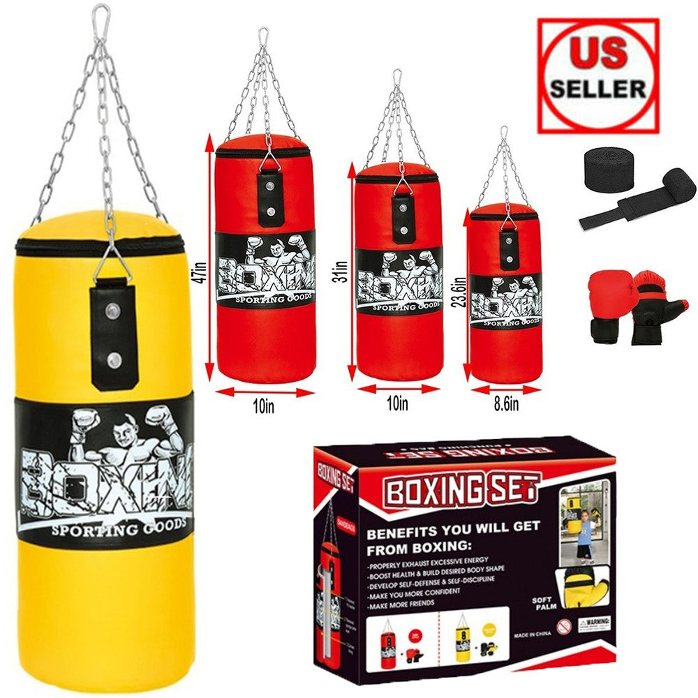 Boxing MMA Training Gloves Set with Chain and Heavy Duty Punching Bag