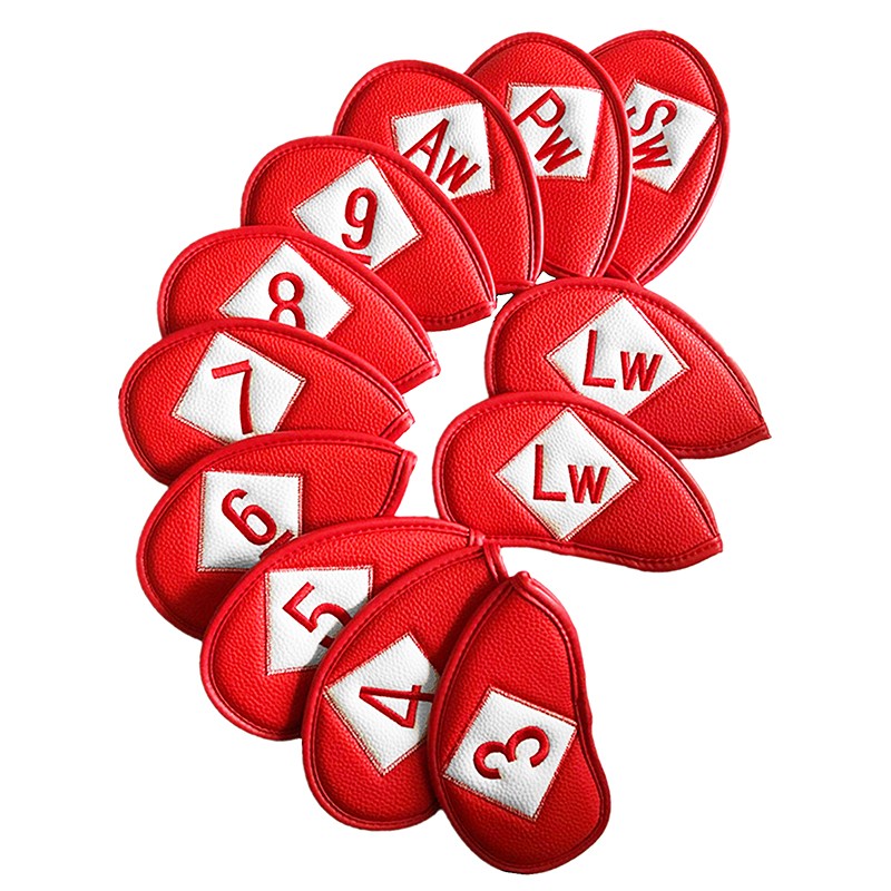 Golf Head Covers Set - 12 Pieces with Embroidered Labels for Irons and Wedges