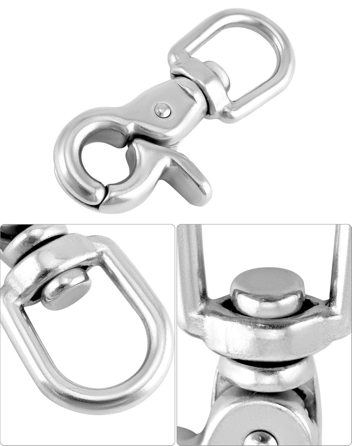 Marine Grade Stainless Steel Swivel Trigger Snap Hook 4 Pack - 2.56" Heavy Duty Clips