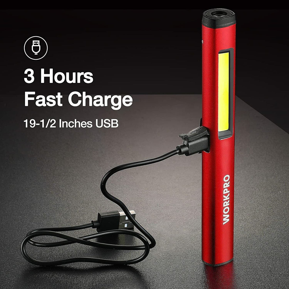 Rechargeable LED Flashlight Penlight with COB Spotlight UV Light Portable