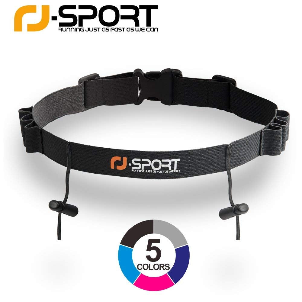 Triathlon Race Belt with 6 Energy Gel Loops Adjustable Bib Holder