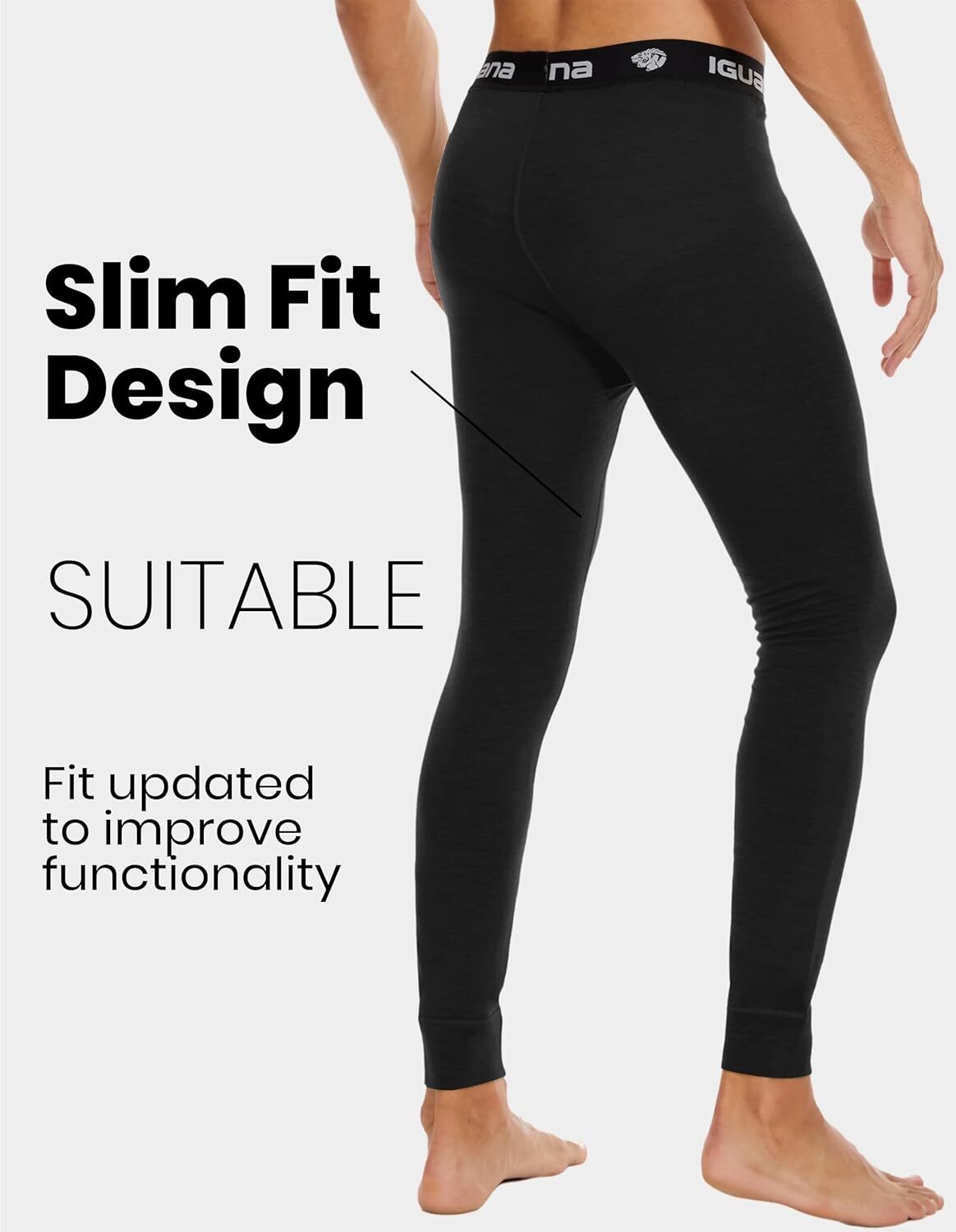 Men's Merino Wool Base Layer Pants - Thermal Long Johns for Winter