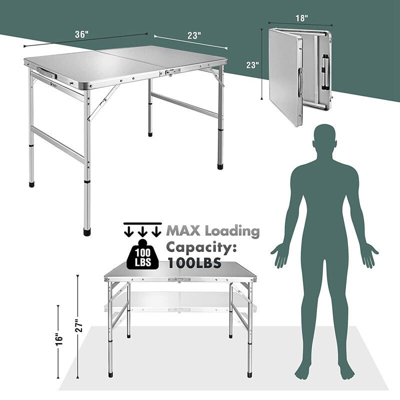 Portable Folding Camping Table with Adjustable Legs - Lightweight Outdoor Table