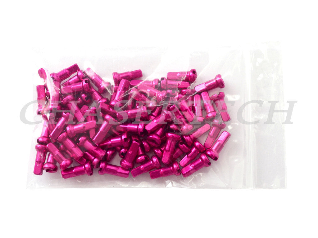 Bicycle Spoke Nipples 7075 Aluminum Alloy 2.0mm 14G 1/2 Inch Hot Pink 100 pcs