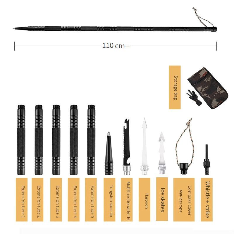 Multi-Functional Collapsible Hiking Pole with Emergency Whistle & Compass