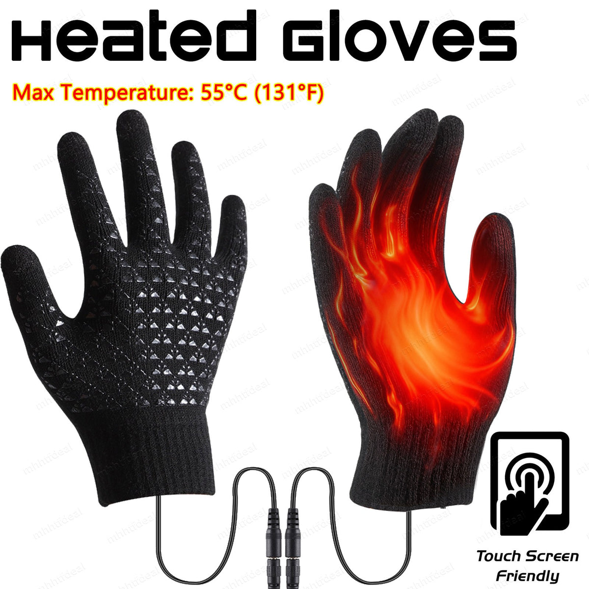 Heated Gloves Electric USB Hand Warmers Touchscreen Winter Gloves