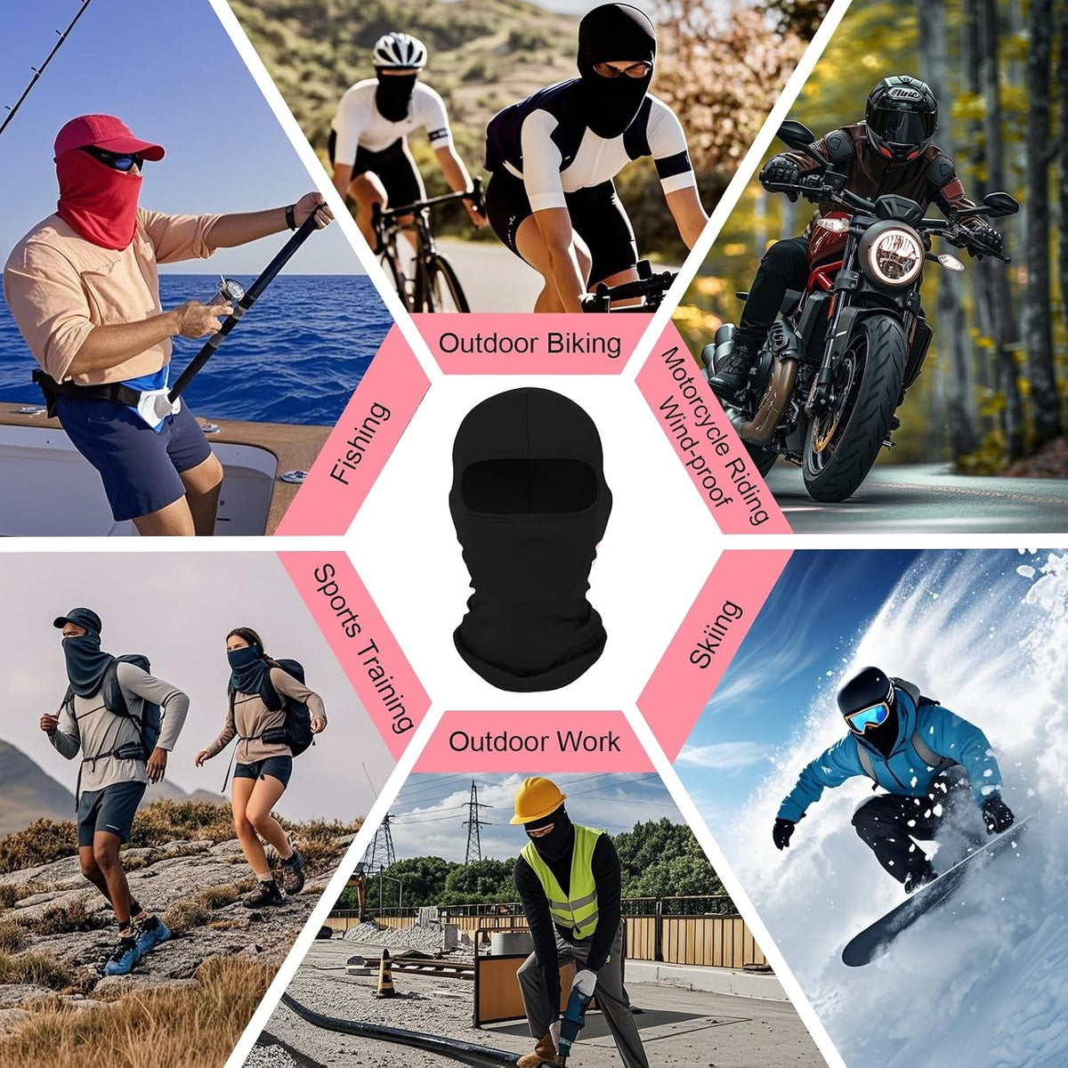 Unisex Full Face Ski Mask Balaclava UV Protection Winter Gaiter Hood