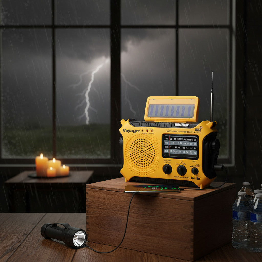 Emergency Weather Radio with Solar Crank AM FM Shortwave NOAA Alerts Yellow