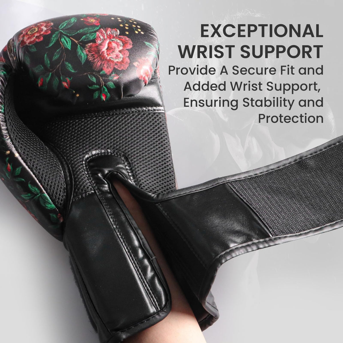 Women’s Boxing Gloves 8-16 oz with Stylish Flower Leaf Pattern - 12 oz