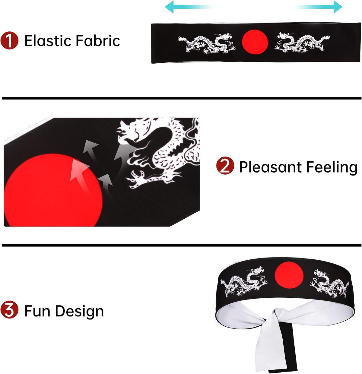 Reversible Warrior Headband – Bushido Hachimaki for Karate, Halloween, Sushi