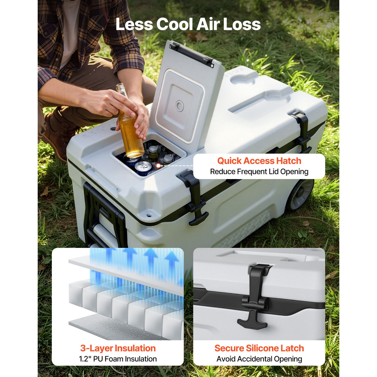 52QT Portable Rolling Cooler for Outdoor Picnics Camping and Events