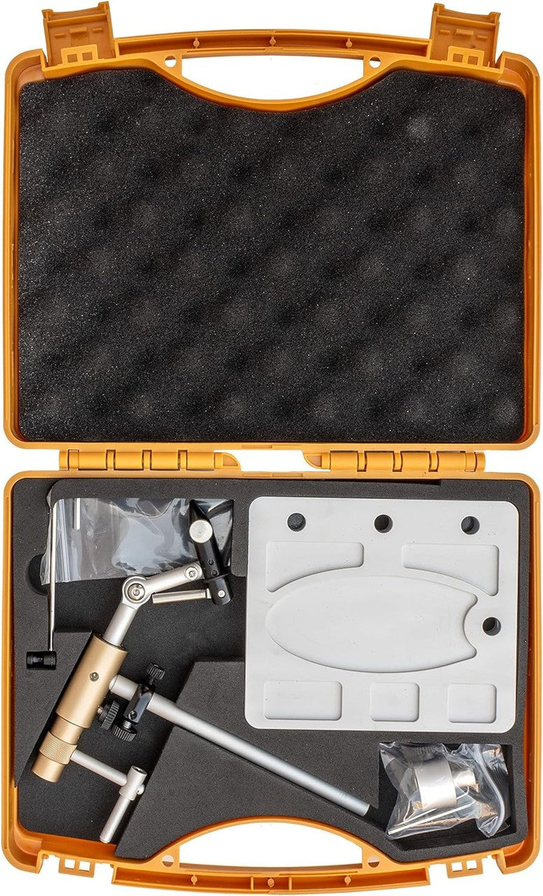 Fly Tying Vise with Rotary Function - Gold Finish, Adjustable Tension