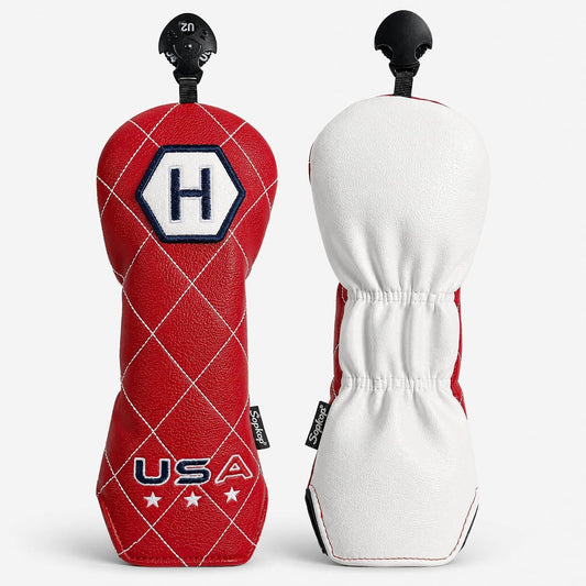 Waterproof USA Golf Hybrid Headcover Red White Blue Embroidered Durable PU Leather