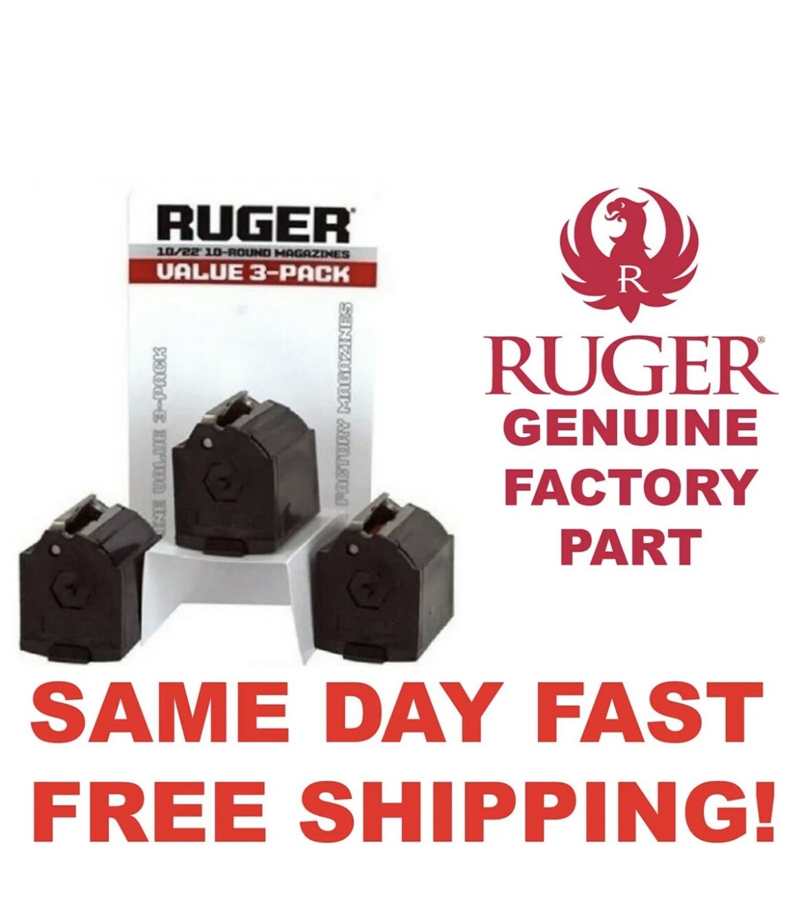 Ruger 10/22 Magazine 10 Round 22LR Clip - 3 Pack BX-1 OEM