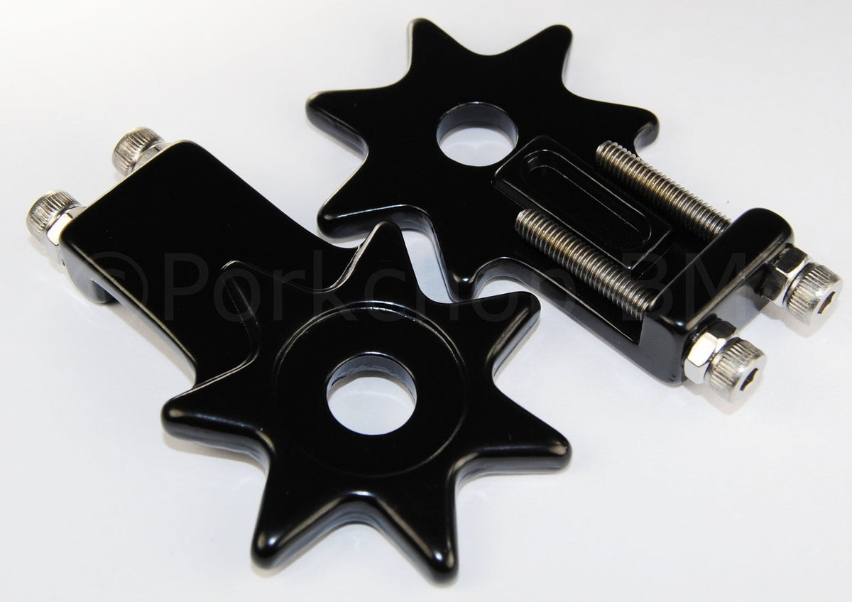 BMX Bicycle Star Spur Chain Tensioners for 3/8-Inch Axles - Black