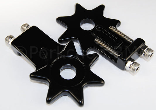 BMX Bicycle Star Spur Chain Tensioners for 3/8-Inch Axles - Black