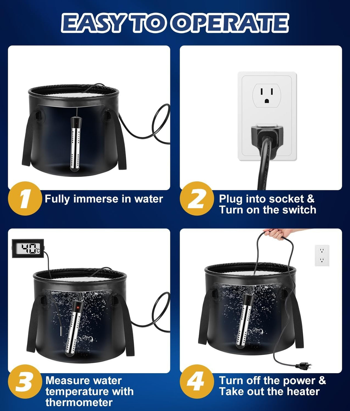 Portable Shower with Heater 5 Gallon Foldable Bucket LED Display Camping Outdoor