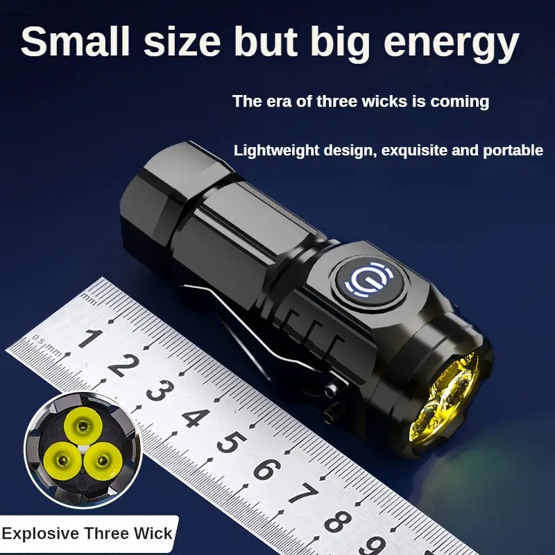 Mini Tactical Flashlight with 5 Modes USB Rechargeable LED Torch