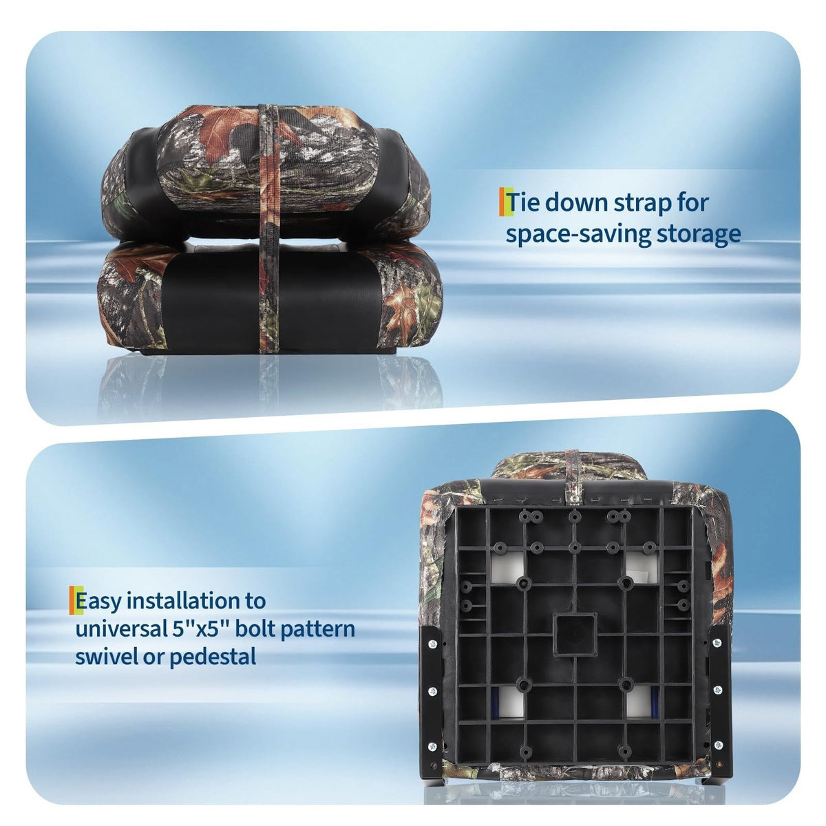 2-Pack Fold-Down Boat Seats with Thick Cushions and Weatherproof Material