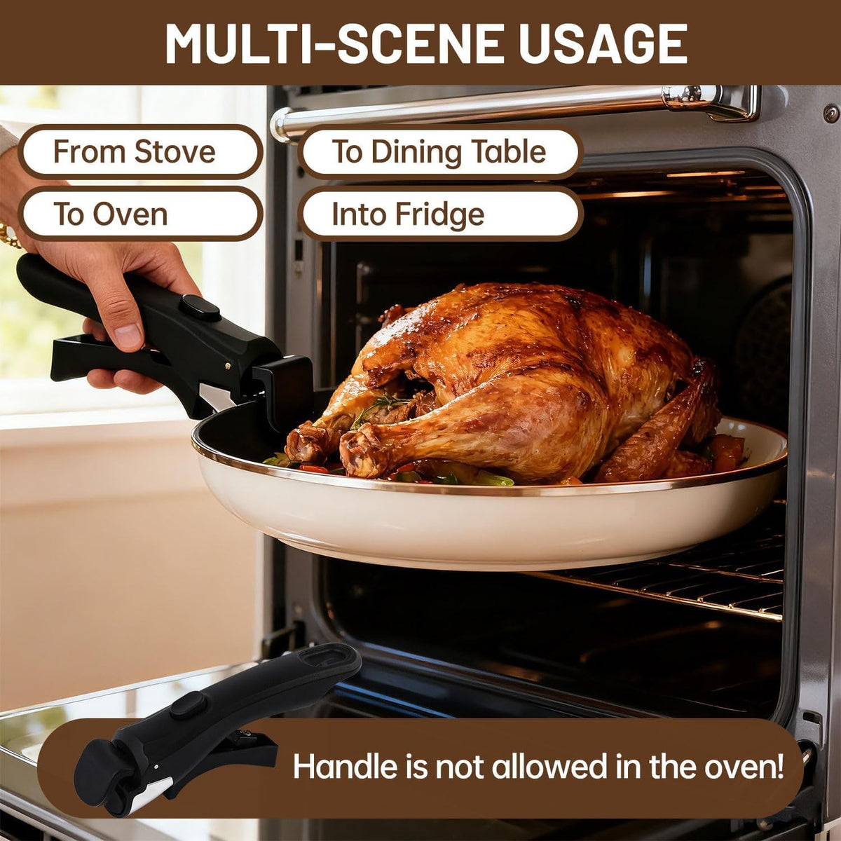 Removable Pot Handle Set - Universal Detachable Black Handles for Pots and Pans