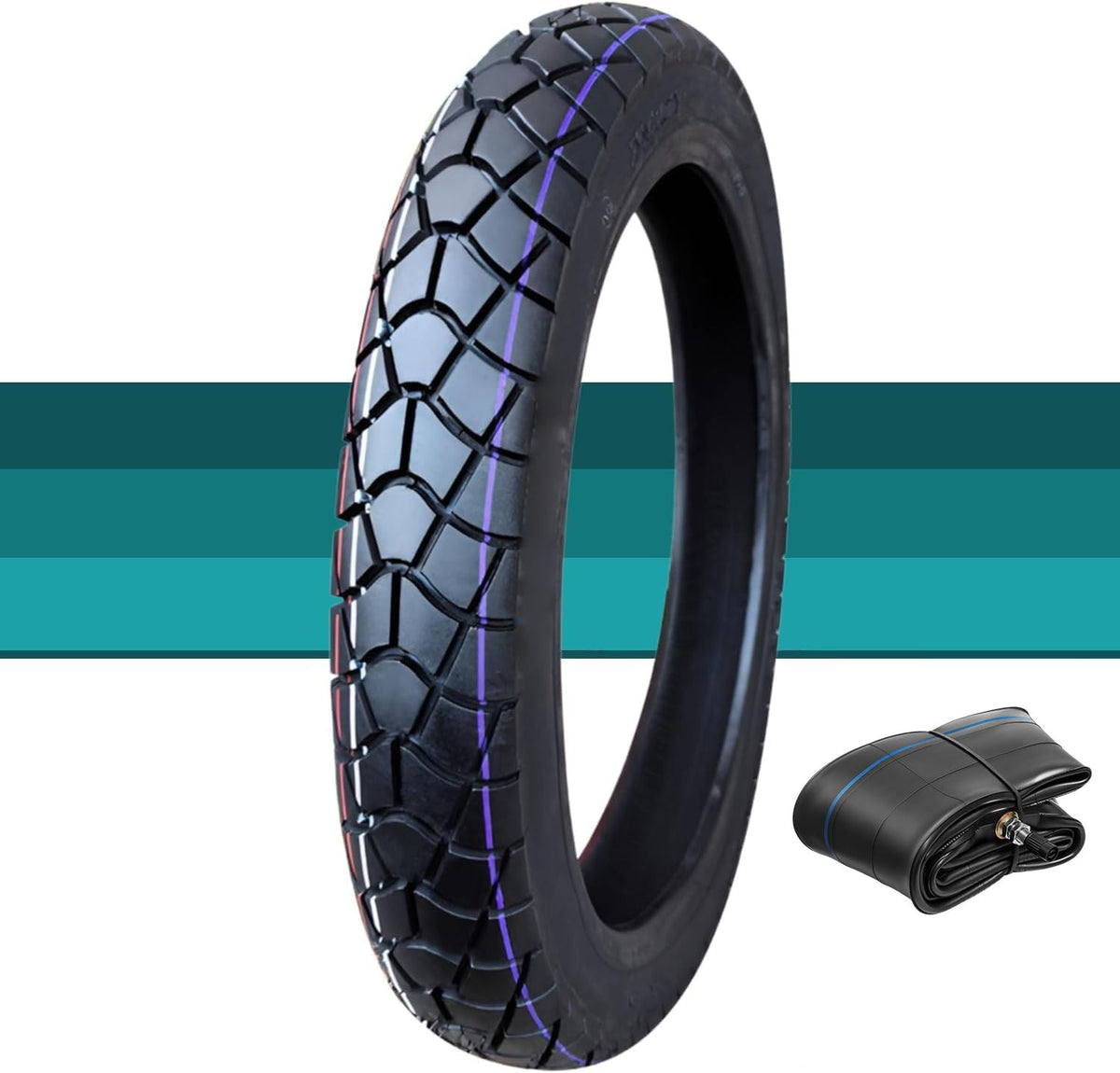 2.50-14 Bike Tire and Inner Tube - Street Tread, Fits 60/100-14, Tube Type